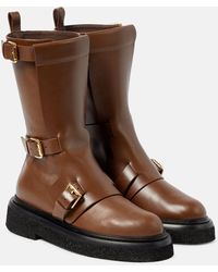 Max Mara - Bucklesboot Leather Ankle Boots - Lyst