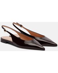 Gianvito Rossi - Robbie Leather Slingback Flats - Lyst