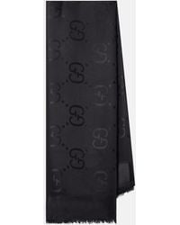 Gucci - Bufanda De Seda Y Lana Con Gg En Jacquard - Lyst