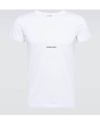 Saint Laurent - Signature Logo Cotton T-shirt - Lyst