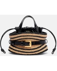 Balmain - Raffia-Effect Striped Top-Handle Bag - Lyst