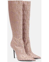 Versace - Allover Knee-high Boots - Lyst