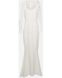 Safiyaa - Feather-trimmed Crepe Gown - Lyst