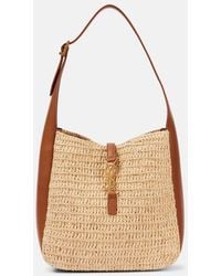 Saint Laurent - Le 5 A 7 Small Raffia Shoulder Bag - Lyst