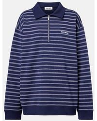 Miu Miu - Striped Cotton Half-Zip Polo Shirt - Lyst