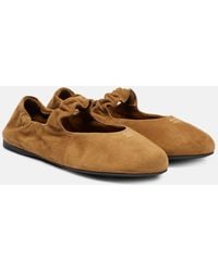 Miu Miu - Ruches Suede Mary Jane Flats - Lyst