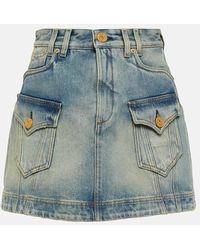 Balmain - Minigonna cargo di jeans - Lyst