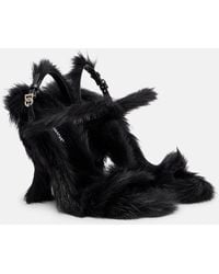 Dolce & Gabbana - 105Mm Buckle Sandals With Fur Trim - Lyst