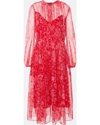 Gucci - Floral Silk Midi Dress - Lyst