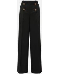 Versace - High-rise Wool-blend Wide-leg Pants - Lyst