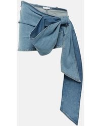 Blumarine - Bow-Detail Denim Miniskirt - Lyst