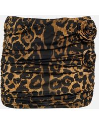 Blumarine - Floral-applique Leopard-print Miniskirt - Lyst