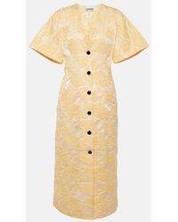 Ganni - "Botanical Jacquard" Midi Dress - Lyst