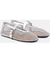 Alaïa - Ballerines Argentées En Résille - Lyst