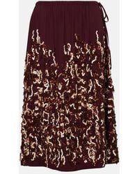 Dries Van Noten - Sequined Silk Midi Skirt - Lyst