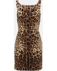 Dolce & Gabbana - Robe en soie melangee a motif leopard - Lyst