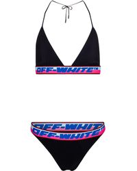 Bikini asymetrique a logo Synthétique Off-White c/o Virgil Abloh en coloris Noir Femme Articles de plage et maillots de bain Articles de plage et maillots de bain Off-White c/o Virgil Abloh 