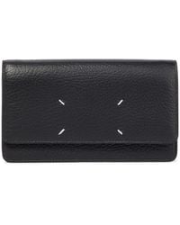 Maison Margiela Leather Wallet On Chain - Black