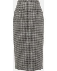 Alessandra Rich - Checked Wool-blend Midi Skirt - Lyst