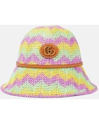 Gucci - GG Printed Leather-trimmed Bucket Hat - Lyst