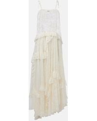 Chloé - Ruffled Sheer Lace Maxi Dress - Lyst
