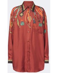 Etro - Printed Silk Satin Shirt - Lyst