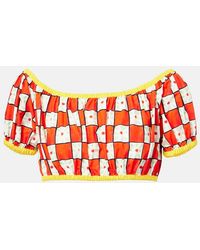 Dolce & Gabbana - Patterned Cotton Crop Top - Lyst