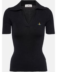 Vivienne Westwood - Marina Ribbed-knit Cotton Jersey Polo Top - Lyst