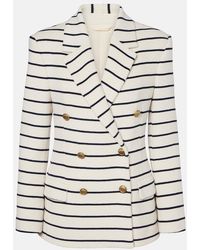 Brunello Cucinelli - Knitted Striped Cotton Blazer - Lyst