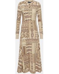 Polo Ralph Lauren - Knitted Cotton Flared Midi Dress - Lyst