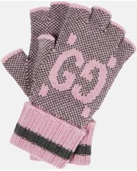 Gucci Fingerlose Handschuhe Aus Kaschmir-jacquard - Lila