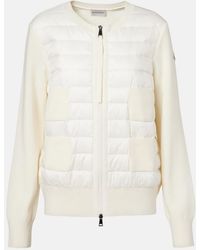 Moncler - Tricot Down-Paneled Virgin Wool Cardigan - Lyst