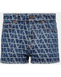 Valentino - Shorts di jeans Toile Iconographe - Lyst