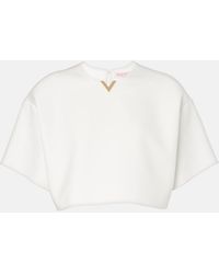 Valentino - Vgold Cotton Gabardine Crop Top - Lyst