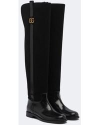 Dolce & Gabbana - Dg Leather And Suede Over-The-Knee Boots - Lyst