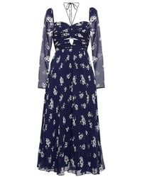 Self-Portrait - Vestido Midi De Chifon Con Aberturas - Lyst