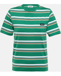 Miu Miu - Striped Cotton Jersey T-shirt - Lyst