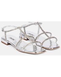 Miu Miu - Crystal-embellished Caged Leather Sandals - Lyst