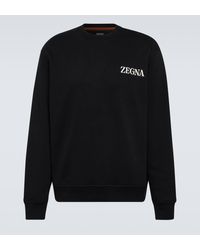 Zegna - Sweat-shirt en coton a logo - Lyst