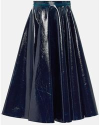 Alaïa - Coated Wool-Blend Midi Skirt - Lyst