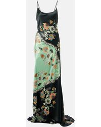 Roberto Cavalli - Floral Silk Satin Slip Dress - Lyst