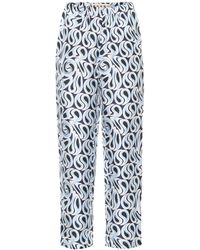 Marni Bedruckte Hose aus Seiden-Twill - Blau