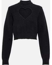 Alaïa - Keyhole Virgin Wool Cropped Sweater - Lyst