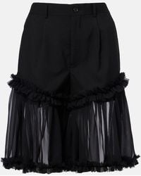 Noir Kei Ninomiya - Ruffled Tulle And Wool Shorts - Lyst
