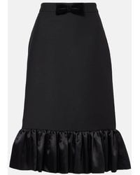Valentino - Crepe Couture Satin-Trimmed Midi Skirt - Lyst