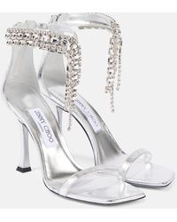 Jimmy Choo - Sandalen Verity 100 Aus Leder Mit Kristallen - Lyst