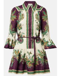 ALÉMAIS - Ruthie Printed Ruffled Linen Minidress - Lyst