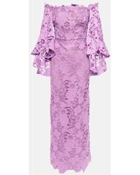 Oscar de la Renta - Floral Off-shoulder Lace Gown - Lyst