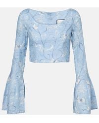 Agua Bendita - Limoncillo Lymanopoda Floral Linen Crop Top - Lyst