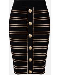 Balmain - Stripe Midi Pencil Skirt - Lyst